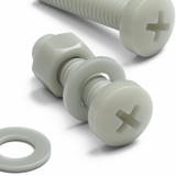 50x Glass Filled Nylon Pan Head Machine Screws M5 x 20 mm, Nuts & Washers
