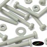 50x viti metriche nylon rinforzato fibra di vetro M2 x 16mm + dadi/rondelle