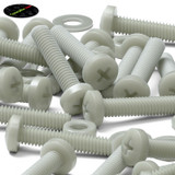 50x Glass Filled Nylon Pan Head Machine Screws M4 x 20 mm, Nuts & Washers