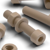 5x Natural PEEK Socket Head Screws & Bolts M8 x 45 mm, Nuts & Washers