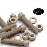 5x Natural PEEK Socket Head Screws & Bolts M8 x 45 mm, Nuts & Washers