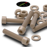 5x Natural PEEK Socket Head Screws & Bolts M8 x 45 mm, Nuts & Washers