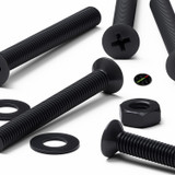 50x viti metriche svasate a croce in nylon nero M3 x 25 mm, dadi/rondelle