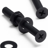 50x viti metriche svasate a croce in nylon nero M3 x 25 mm, dadi/rondelle