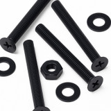 50x viti metriche svasate a croce in nylon nero M3 x 25 mm, dadi/rondelle