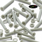 50x Glass Filled Nylon Countersunk Machine Screws M5 x 40 mm, Nuts & Washers