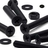 50x viti metriche svasate a croce in nylon nero M6 x 40 mm, dadi/rondelle