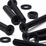 50x Black Nylon Countersunk Cross Machine Screws M6 x 40 mm, Nuts & Washers
