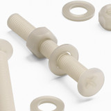 50x Natural Nylon Countersunk Machine Screws M5 x 40 mm, Nuts & Washers