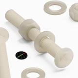 50x viti metriche svasate in nylon naturale M5 x 40 mm, dadi/rondelle