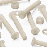 50x viti metriche svasate in nylon naturale M5 x 40 mm, dadi/rondelle