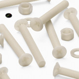 50x viti metriche svasate in nylon naturale M5 x 40 mm, dadi/rondelle