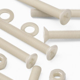 50x viti metriche svasate in nylon naturale M5 x 40 mm, dadi/rondelle