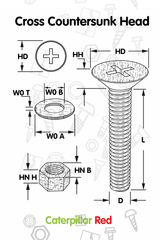 50x Glass Filled Nylon Countersunk Machine Screws M2 x 16 mm, Nuts & Washers