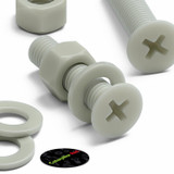 50x Glass Filled Nylon Countersunk Machine Screws M5 x 20 mm, Nuts & Washers