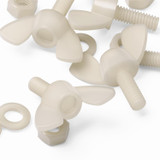 50x Natural Nylon Plastic Butterfly Wing Screws M6 x 15 mm, Nuts & Washers