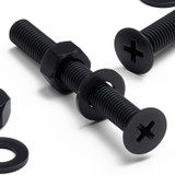 50x viti metriche svasate a croce in nylon nero M5 x 40 mm, dadi/rondelle