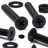 50x Black Nylon Countersunk Cross Machine Screws M4 x 30 mm, Nuts & Washers