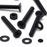 50x Black Nylon Countersunk Cross Machine Screws M4 x 30 mm, Nuts & Washers