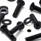 50x Black Nylon Countersunk Cross Machine Screws M5 x 20 mm, Nuts & Washers