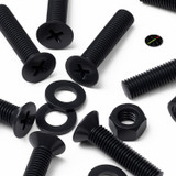 50x Black Nylon Countersunk Cross Machine Screws M5 x 20 mm, Nuts & Washers