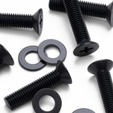 50x viti metriche svasate a croce in nylon nero M5 x 20 mm, dadi/rondelle