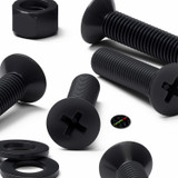 50x viti metriche svasate a croce in nylon nero M5 x 20 mm, dadi/rondelle