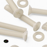 50x Natural Nylon Countersunk Machine Screws M6 x 40 mm, Nuts & Washers