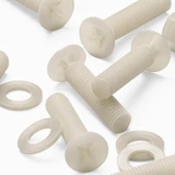 50x viti metriche svasate in nylon naturale M5 x 20 mm, dadi/rondelle