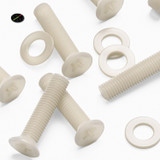50x Natural Nylon Countersunk Machine Screws M5 x 20 mm, Nuts & Washers