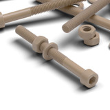 5x Natural PEEK Socket Head Screws & Bolts M6 x 65 mm, Nuts & Washers