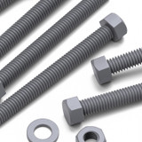 50x viti esagonali grigie in PVC M6 x 60 mm, dadi e rondelle