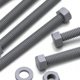 50x Grey PVC Hex Head Plastic Screws & Bolts M6 x 60 mm, Nuts & Washers