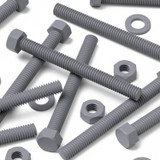 50x viti esagonali grigie in PVC M6 x 60 mm, dadi e rondelle