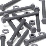 50x viti esagonali grigie in PVC M6 x 60 mm, dadi e rondelle