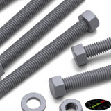 50x viti esagonali grigie in PVC M6 x 60 mm, dadi e rondelle