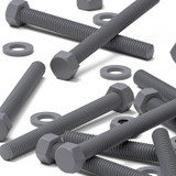 50x Grey PVC Hex Head Plastic Screws & Bolts M6 x 60 mm, Nuts & Washers