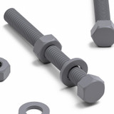 50x viti esagonali grigie in PVC M6 x 60 mm, dadi e rondelle