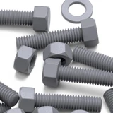 50x Grey PVC Hex Head Plastic Screws & Bolts M5 x 20 mm, Nuts & Washers