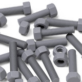 50x viti esagonali grigie in PVC M5 x 20 mm, dadi e rondelle