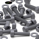 50x viti esagonali grigie in PVC M5 x 20 mm, dadi e rondelle