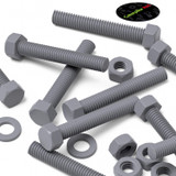 50x Grey PVC Hex Head Plastic Screws & Bolts M6 x 40 mm, Nuts & Washers