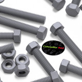 50x Grey PVC Hex Head Plastic Screws & Bolts M6 x 40 mm, Nuts & Washers