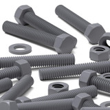 50x Grey PVC Hex Head Plastic Screws & Bolts M6 x 40 mm, Nuts & Washers