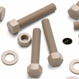 5x Natural PEEK Hex Head Plastic Screws & Bolts M12 x 65 mm, Nuts & Washers