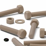5x bulloni esagonali naturali in PEEK M12 x 65 mm, dadi e rondelle