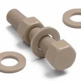 5x bulloni esagonali naturali in PEEK M12 x 65 mm, dadi e rondelle