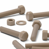 5x bulloni esagonali naturali in PEEK M12 x 65 mm, dadi e rondelle