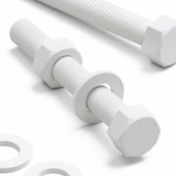 10x White PP Hex Head Plastic Screws & Bolts M10 x 75 mm, Nuts & Washers