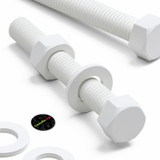 10x White PP Hex Head Plastic Screws & Bolts M10 x 75 mm, Nuts & Washers